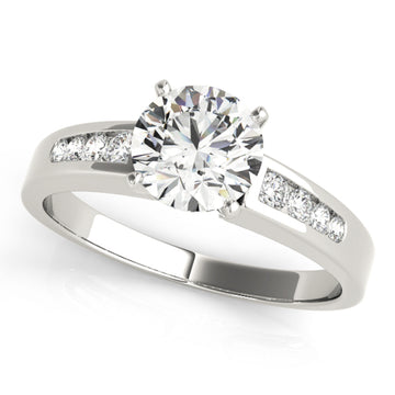 Silver Single Row Engagement Ring Channel Set
